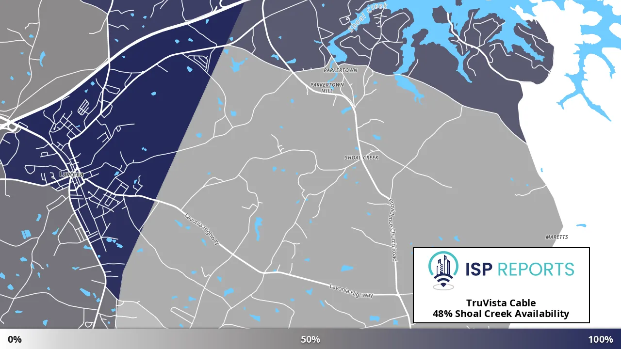 Shoal Creek, GA map of internet availability