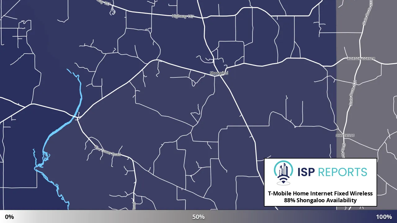 Shongaloo, LA map of internet availability