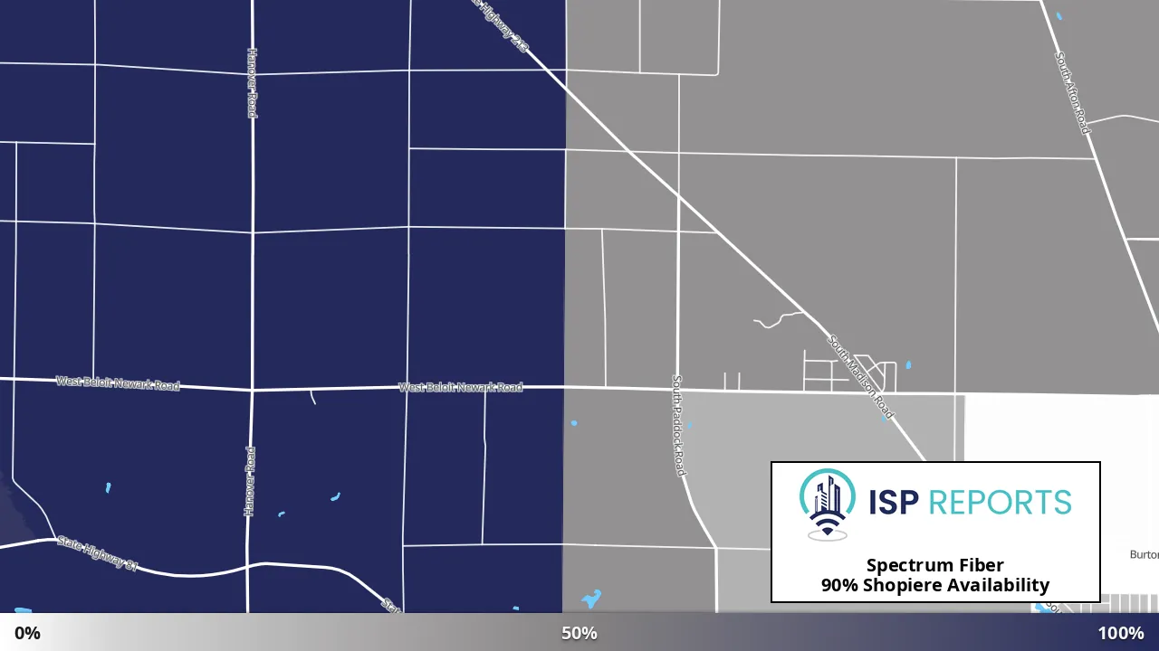 Shopiere, WI map of internet availability