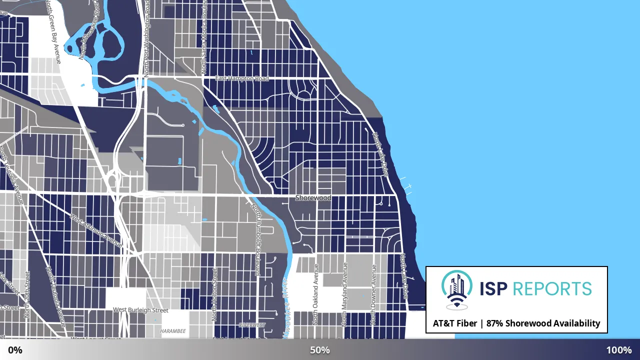 Shorewood, WI map of internet availability