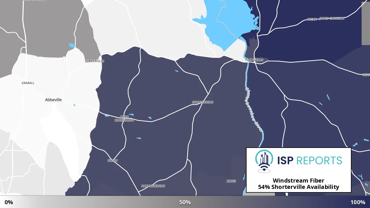 Shorterville, AL map of internet availability