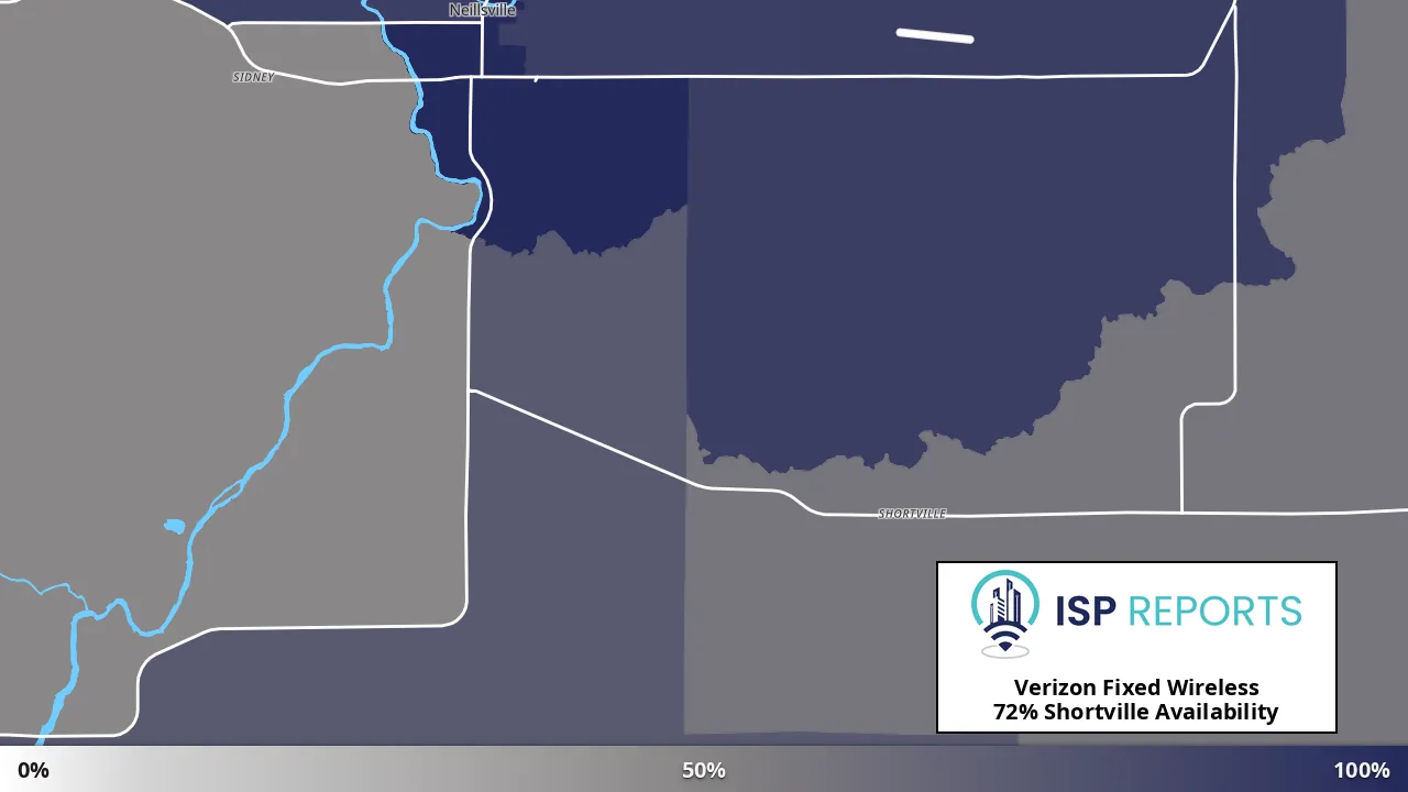 Shortville, WI map of internet availability