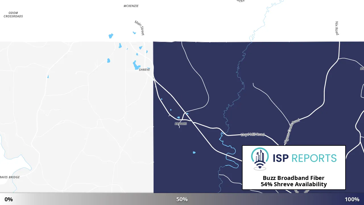 Shreve, AL map of internet availability