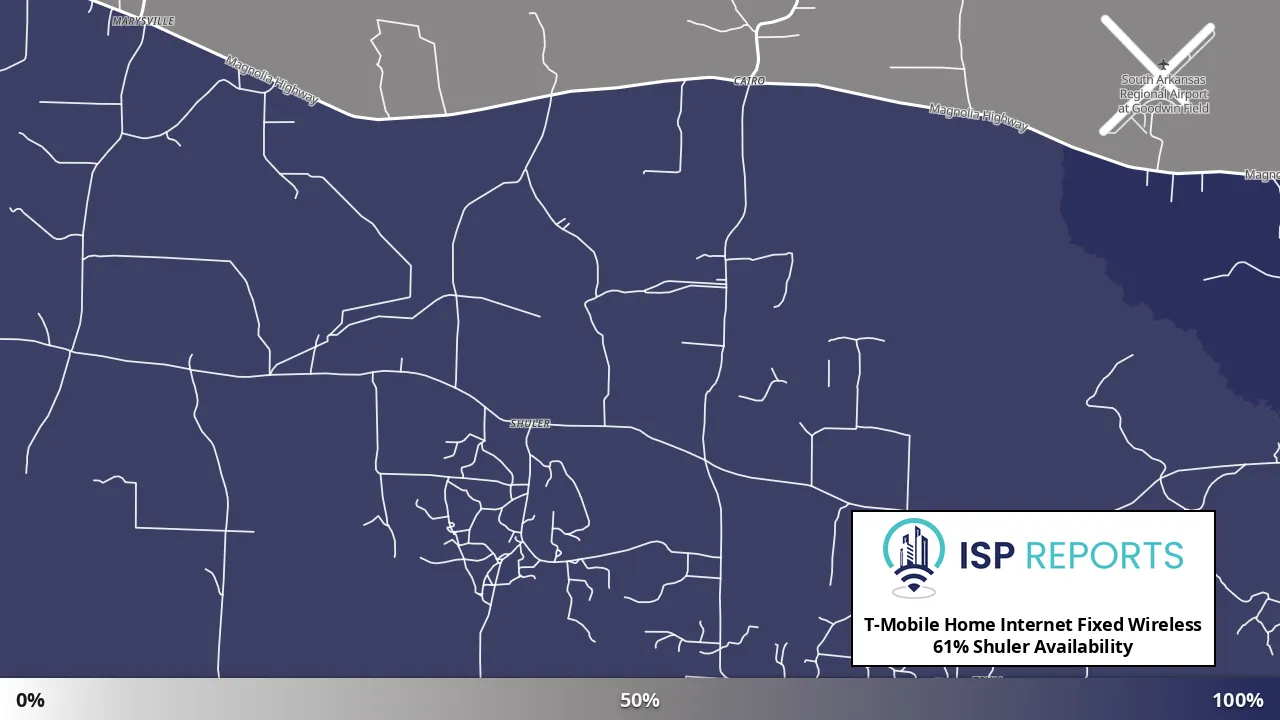 Shuler, AR map of internet availability
