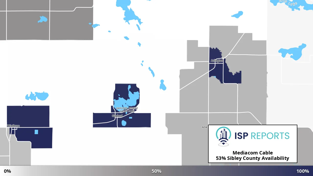 Sibley County, MN map of internet availability