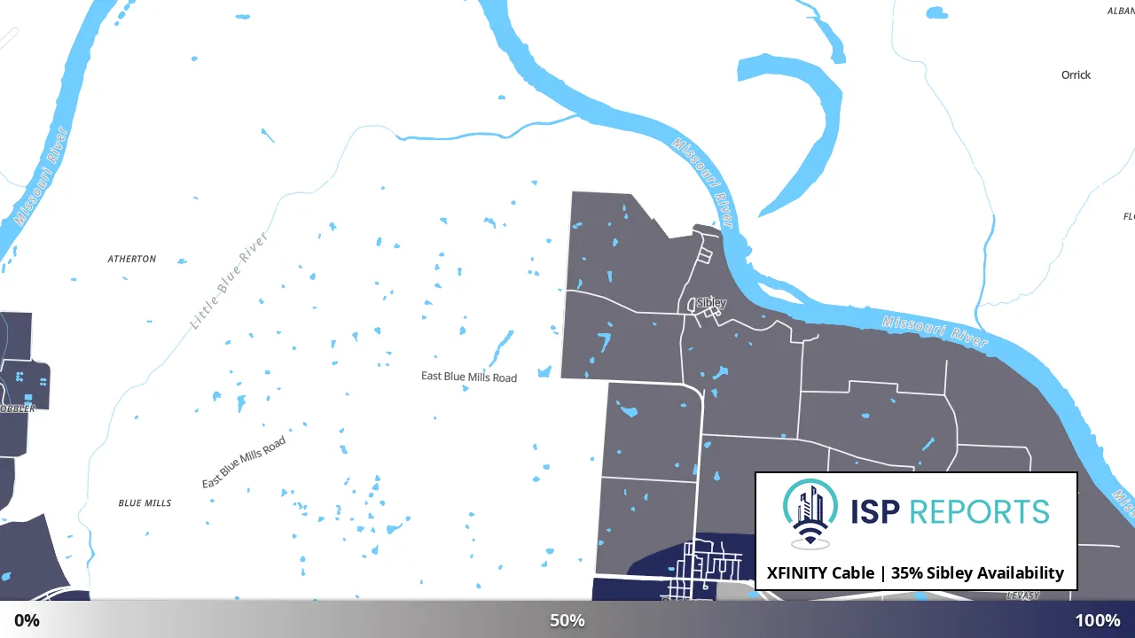 Sibley, MO map of internet availability