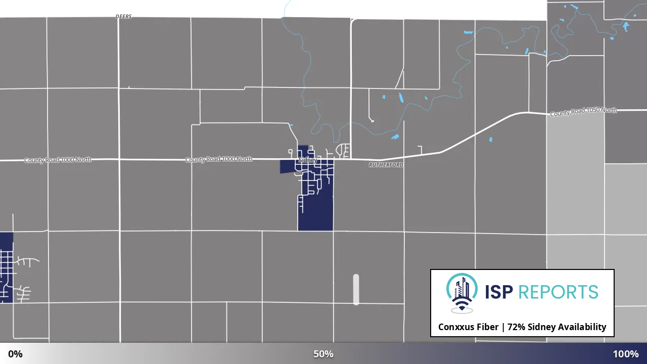 Sidney, IL map of internet availability