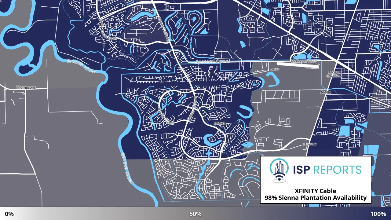 Sienna Plantation, TX map of internet availability