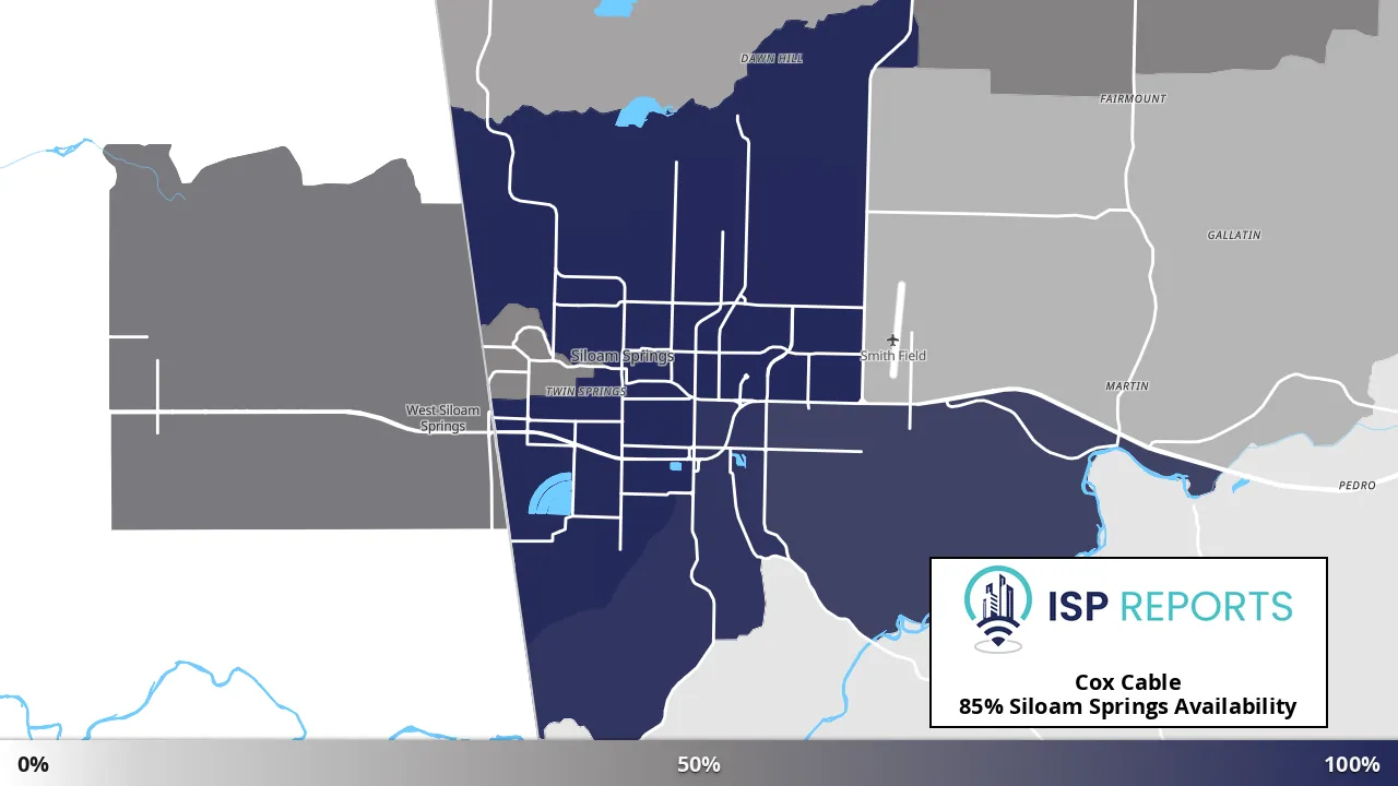 Siloam Springs, AR map of internet availability
