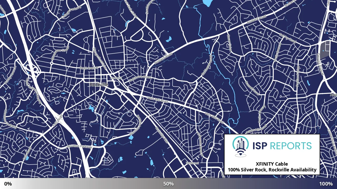 Silver Rock, Rockville, MD map of internet availability