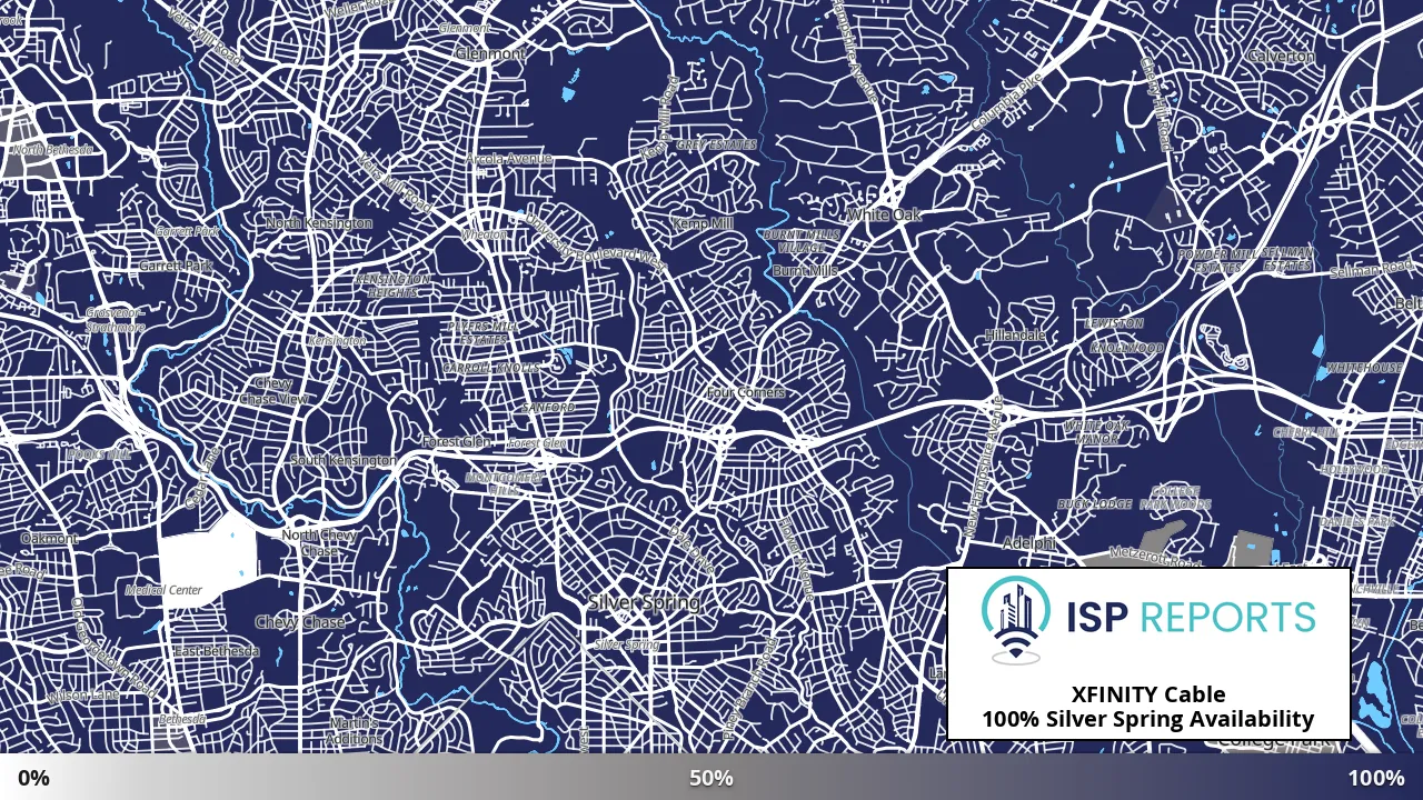 Silver Spring, MD map of internet availability