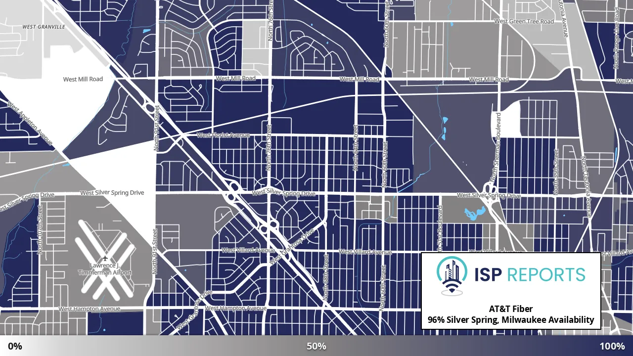 Silver Spring, Milwaukee, WI map of internet availability