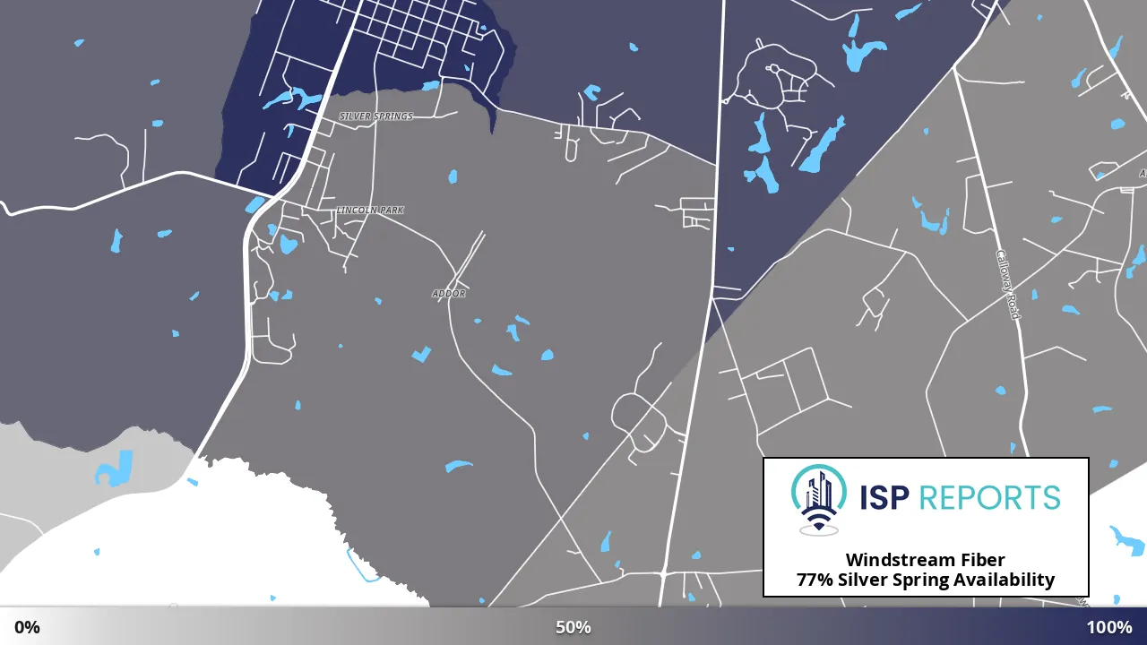 Silver Spring, NC map of internet availability