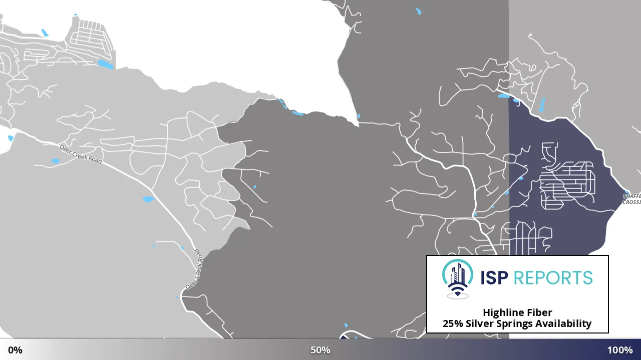 Silver Springs, CO map of internet availability