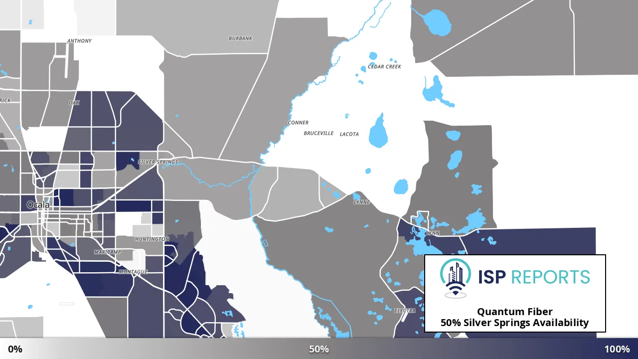 Silver Springs, FL map of internet availability