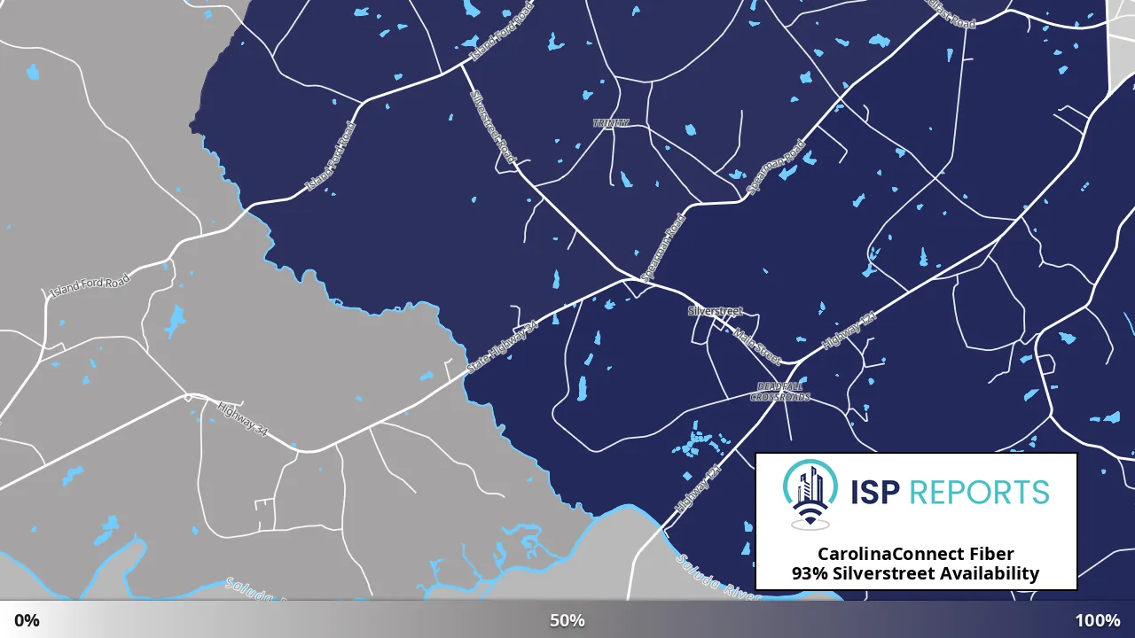 Silverstreet, SC map of internet availability
