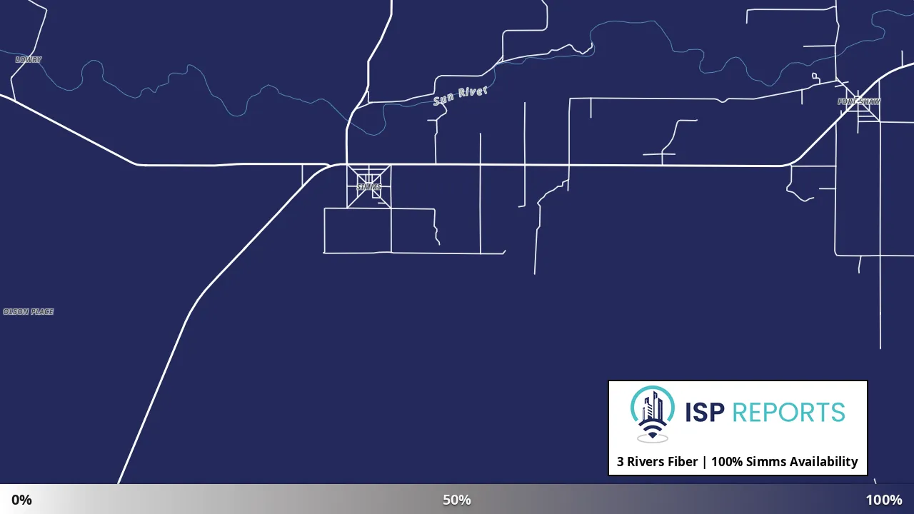 Simms, MT map of internet availability