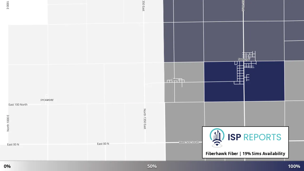 Sims, IN map of internet availability