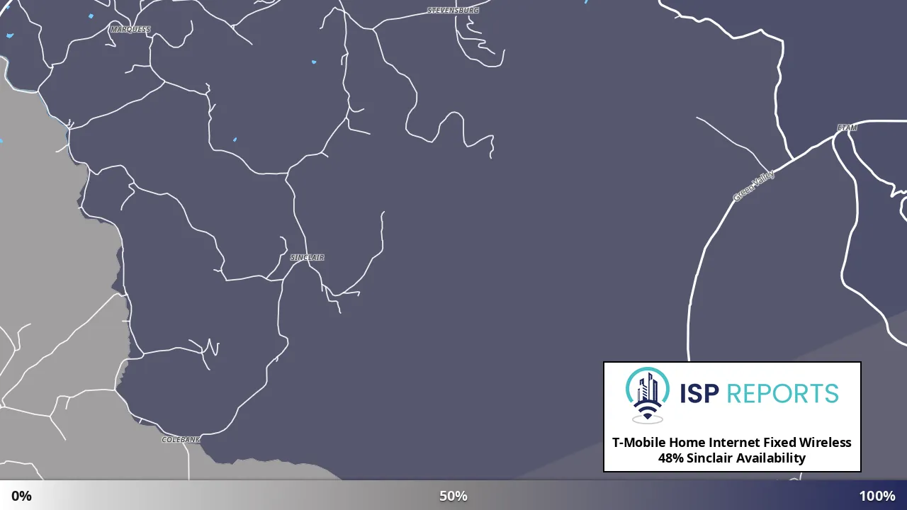 Sinclair, WV map of internet availability