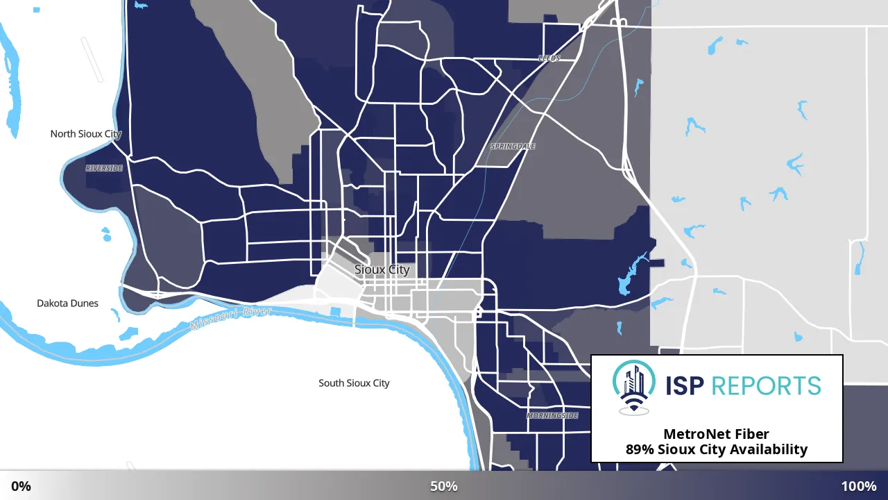 Sioux City, IA map of internet availability