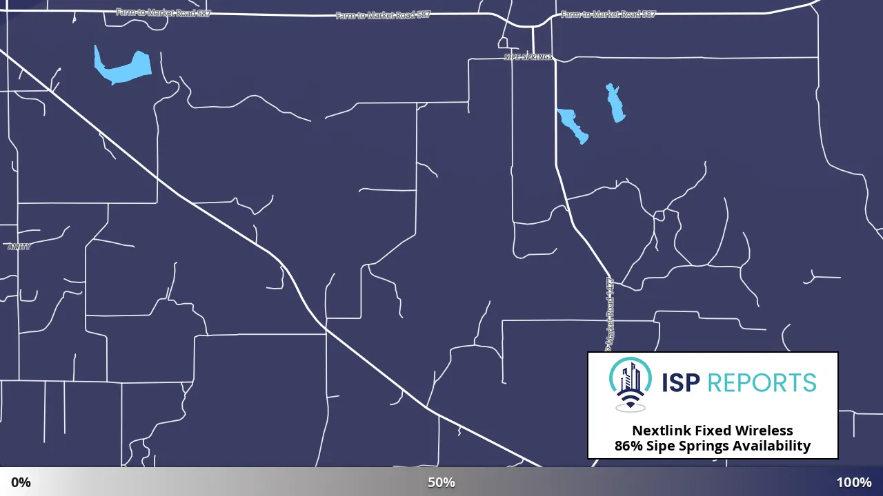 Sipe Springs, TX map of internet availability