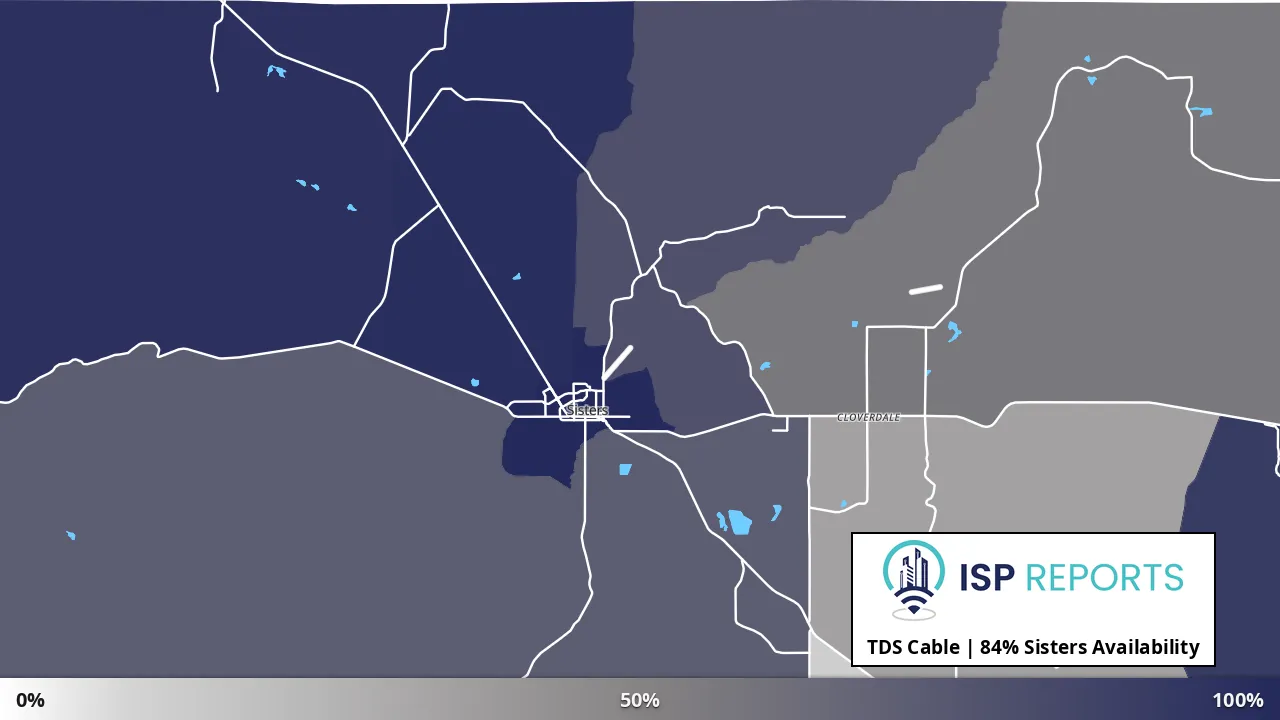 Sisters, OR map of internet availability