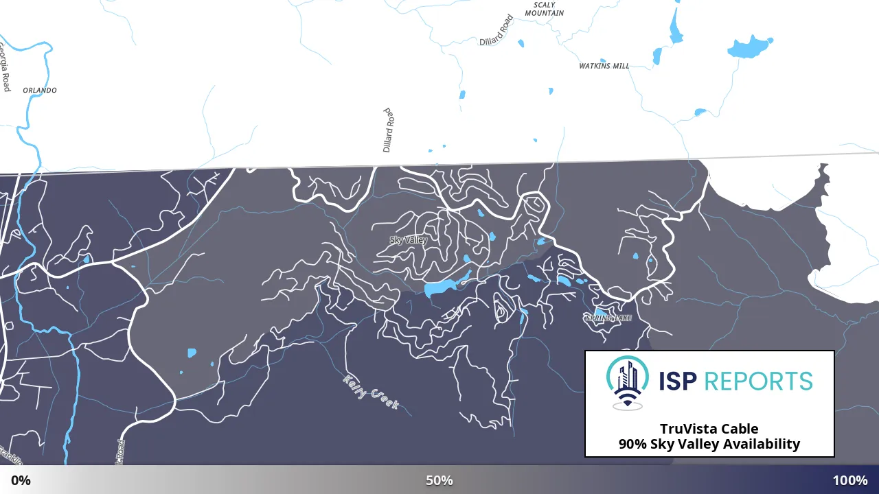 Sky Valley, GA map of internet availability