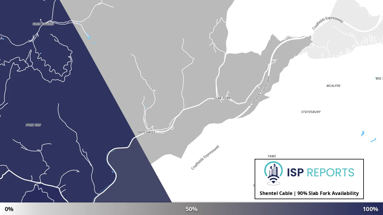 Slab Fork, WV map of internet availability