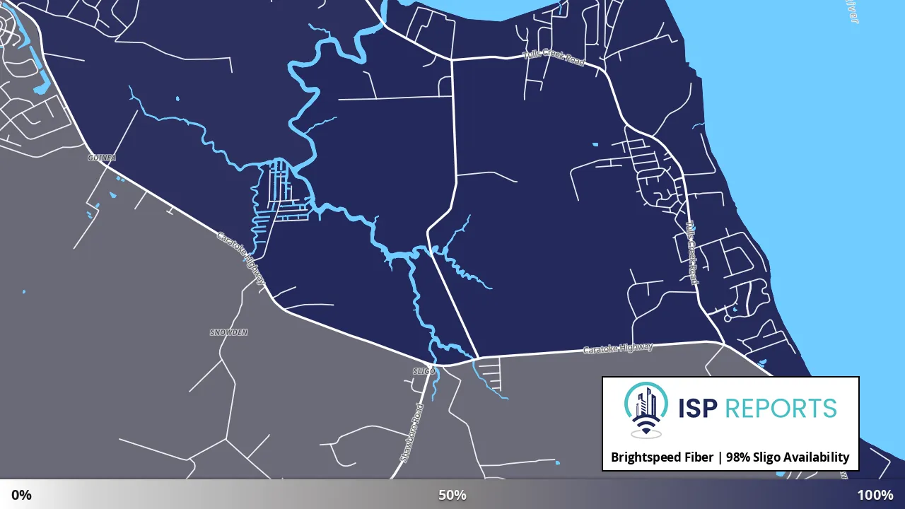 Sligo, NC map of internet availability
