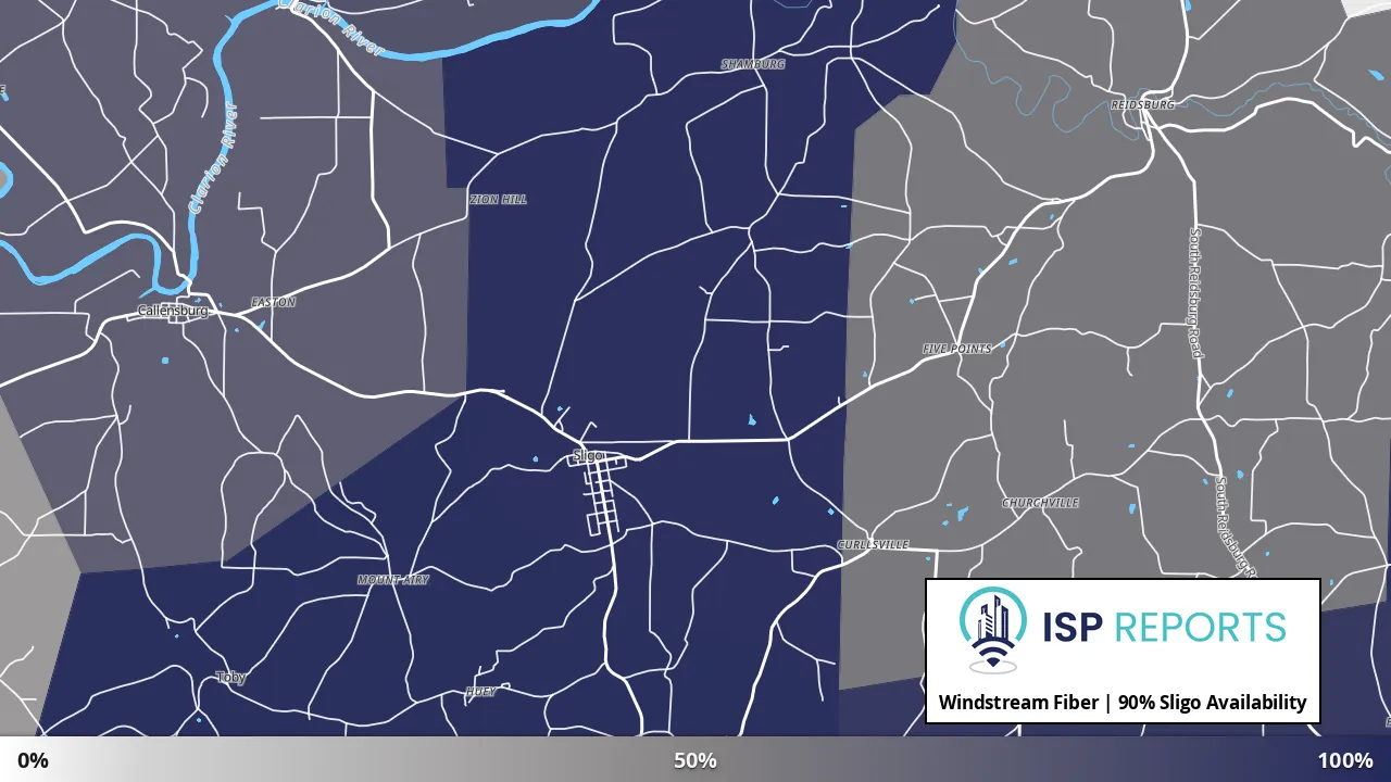 Sligo, PA map of internet availability