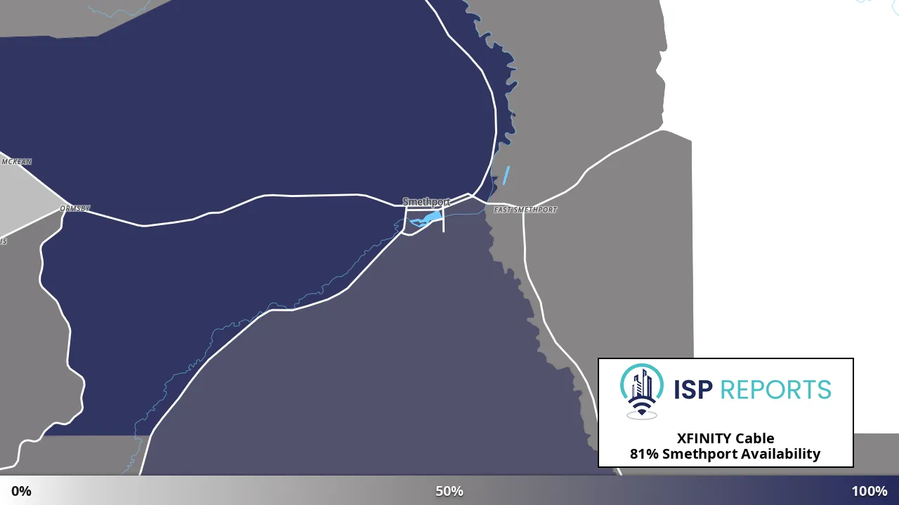 Smethport, PA map of internet availability