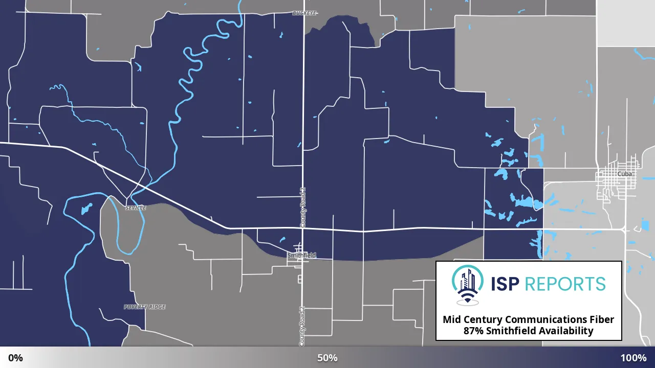 Smithfield, IL map of internet availability