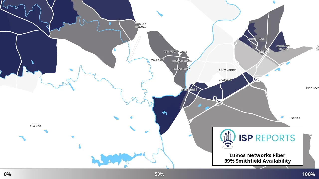 Smithfield, NC map of internet availability