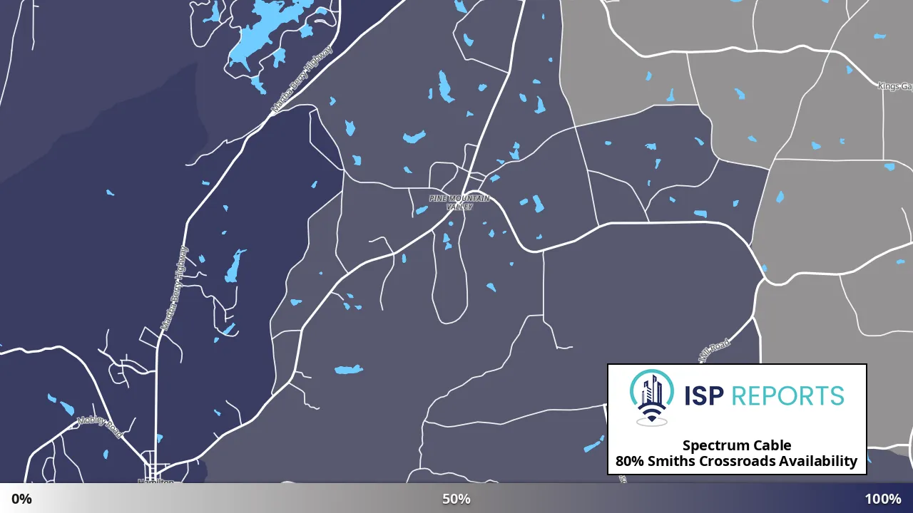 Smiths Crossroads, GA map of internet availability