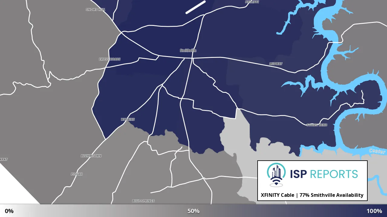 Smithville, TN map of internet availability