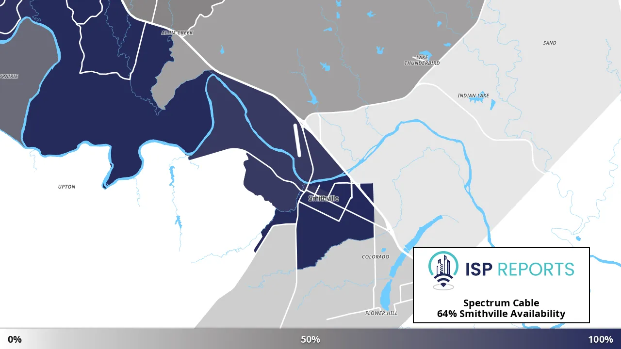 Smithville, TX map of internet availability