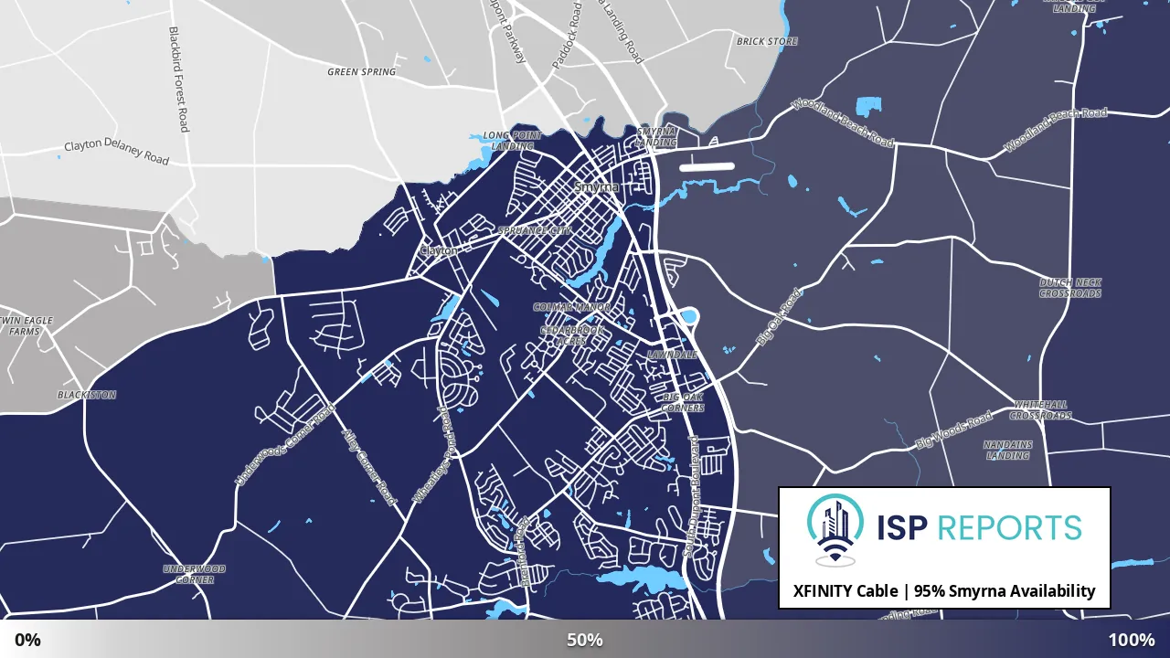 Smyrna, DE map of internet availability