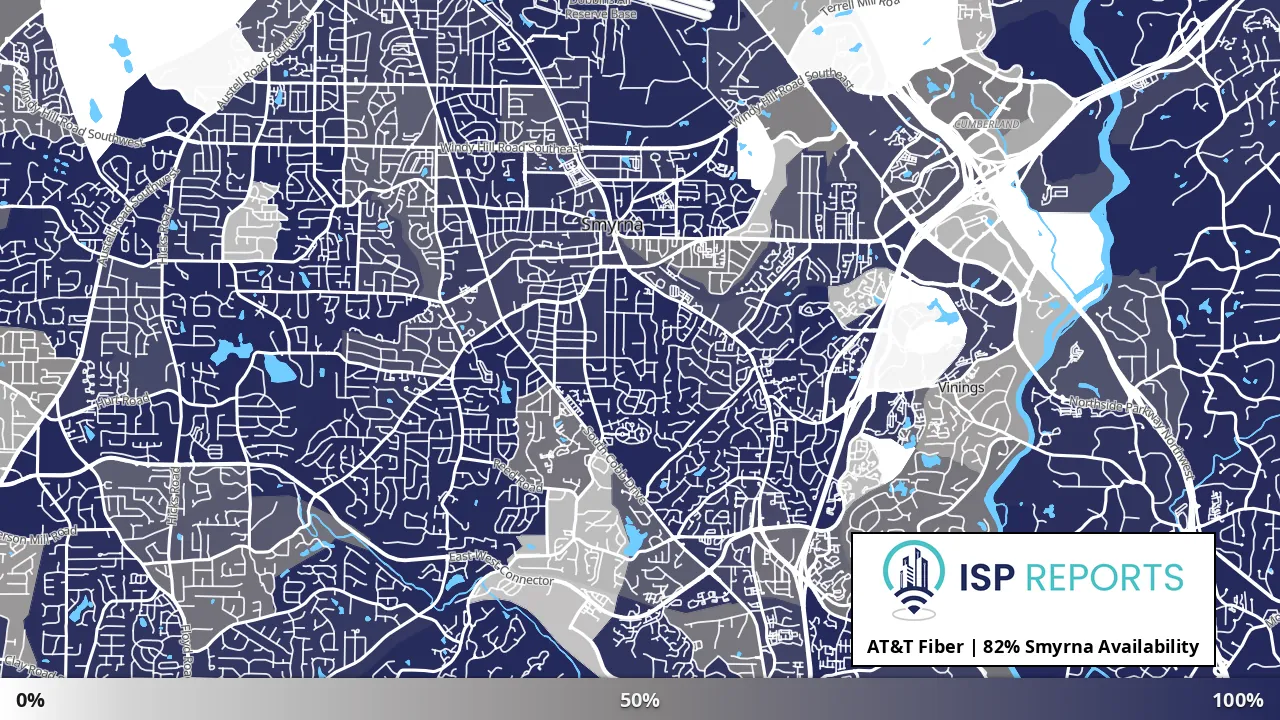Smyrna, GA map of internet availability