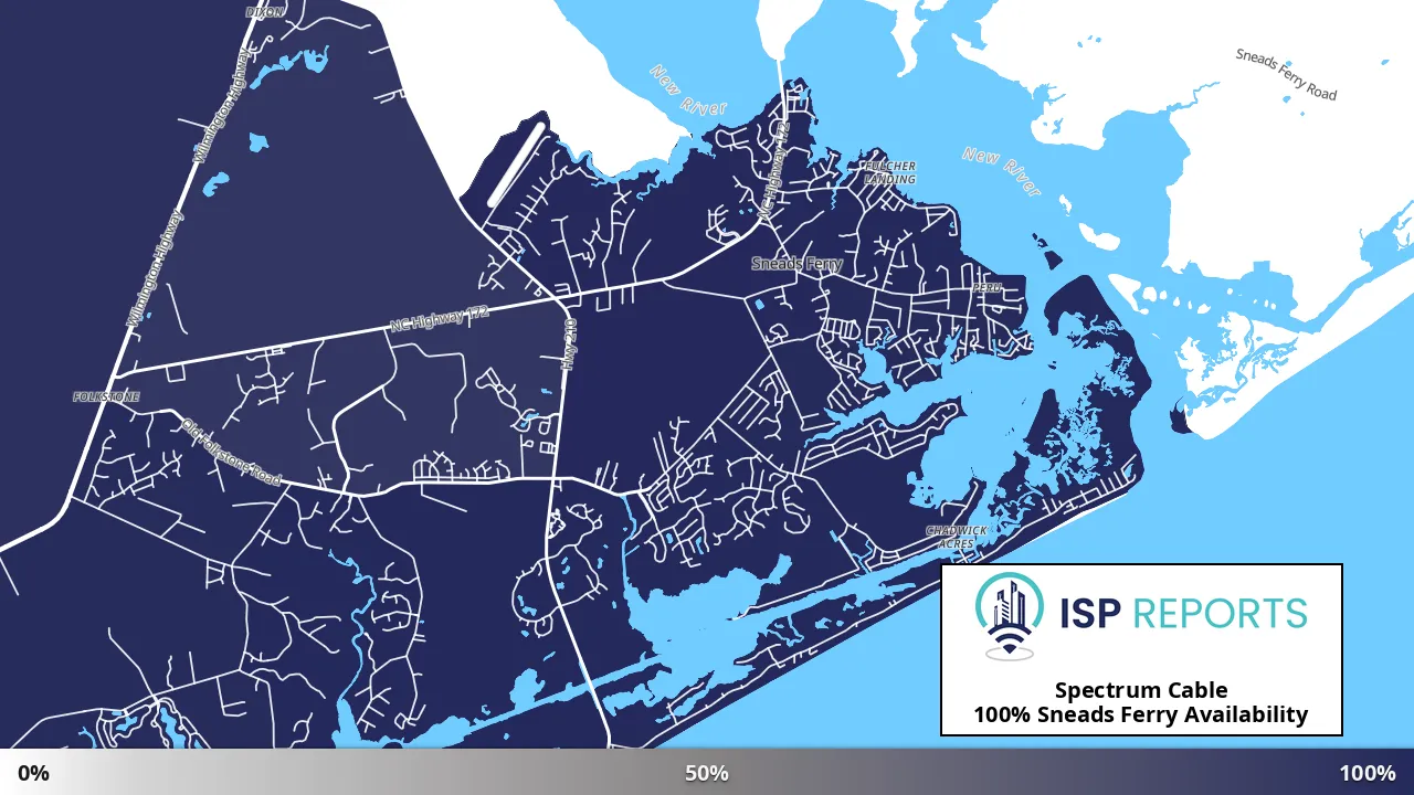 Sneads Ferry, NC map of internet availability