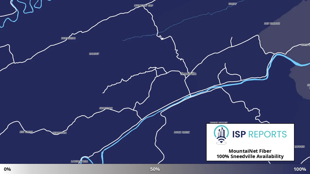 Sneedville, TN map of internet availability