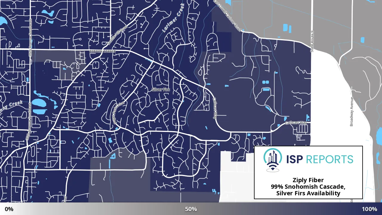 Snohomish Cascade, Silver Firs, WA map of internet availability