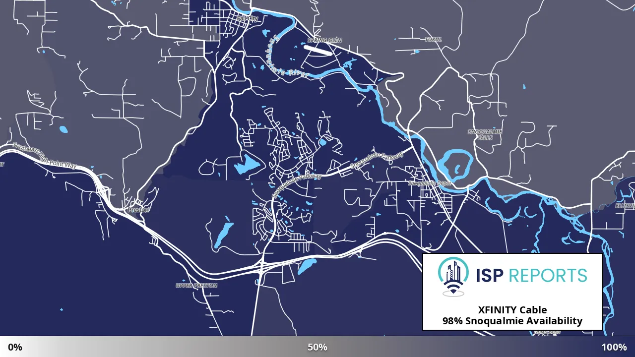 Snoqualmie, WA map of internet availability