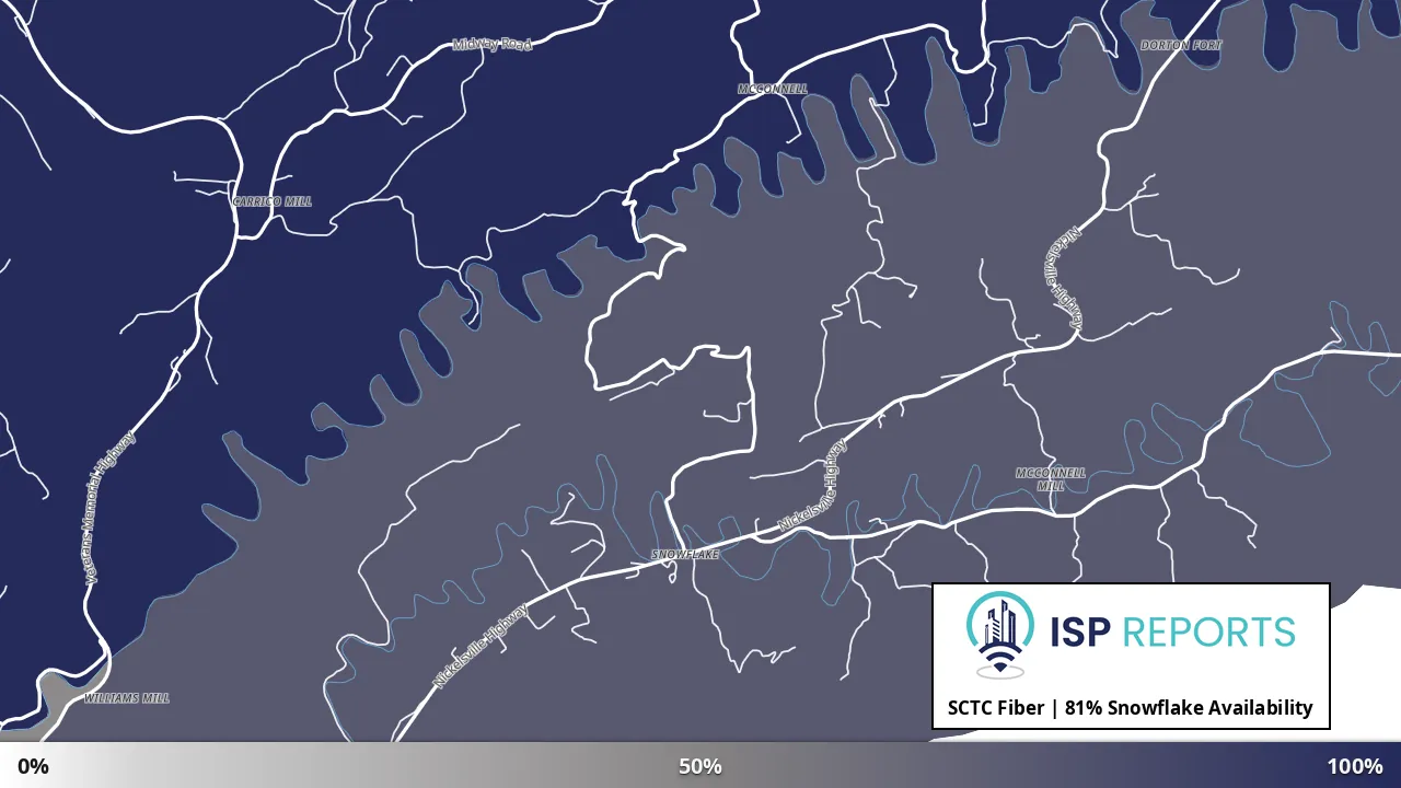 Snowflake, VA map of internet availability