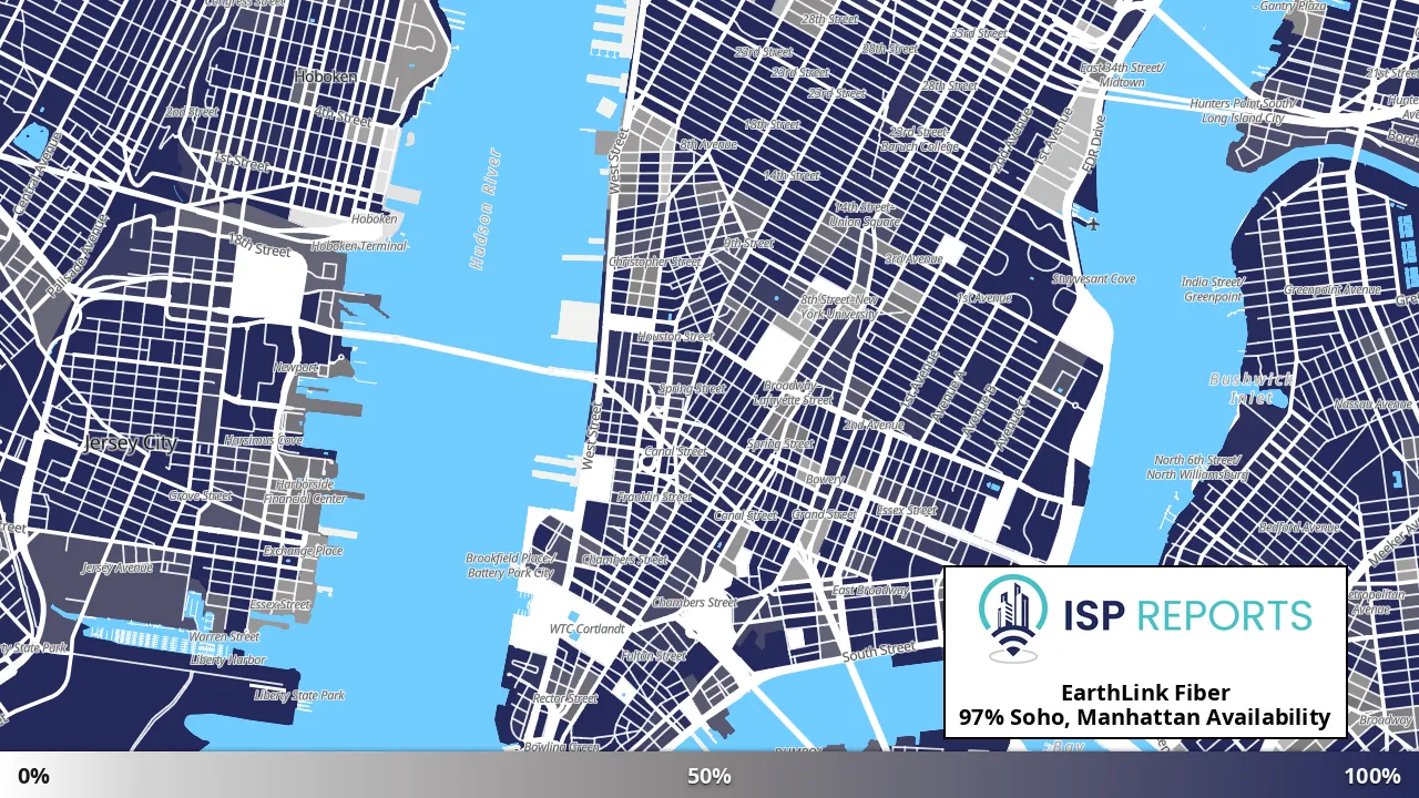 Soho, Manhattan, NY map of internet availability