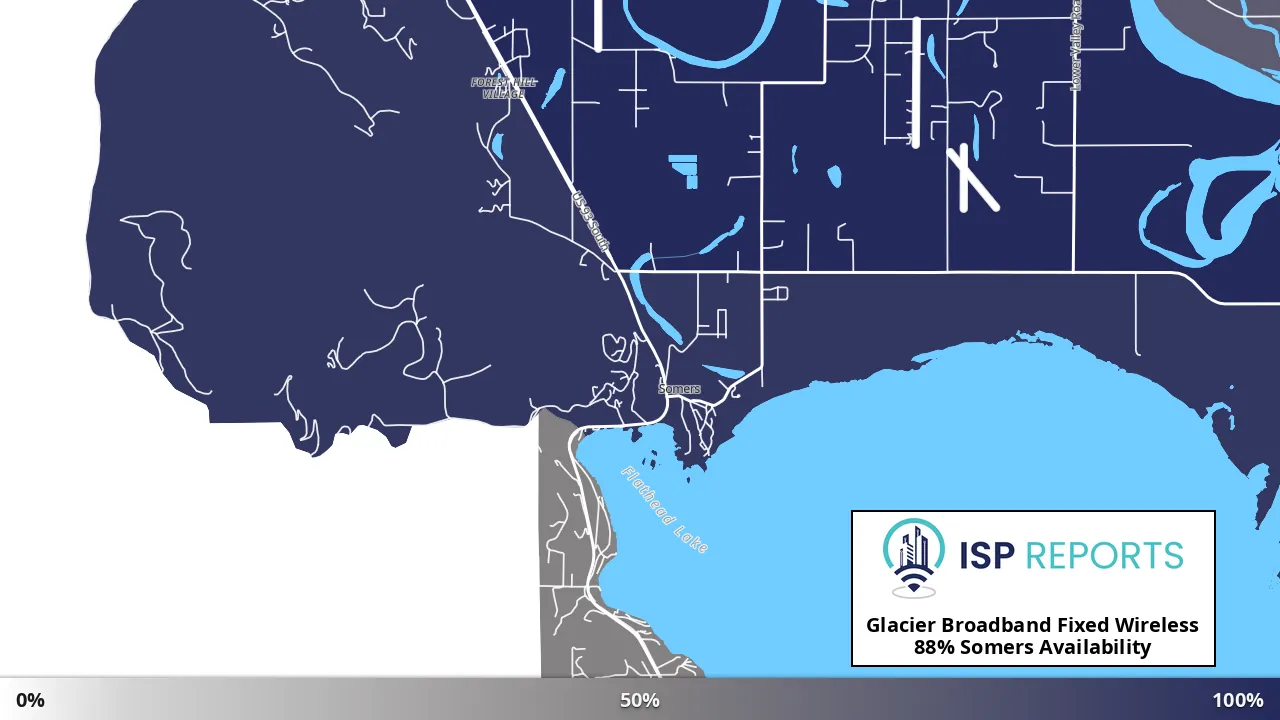 Somers, MT map of internet availability
