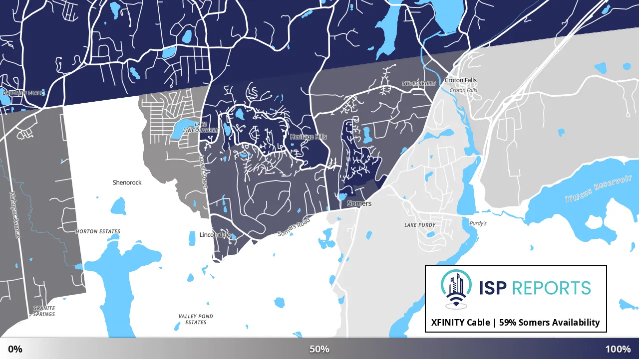 Somers, NY map of internet availability
