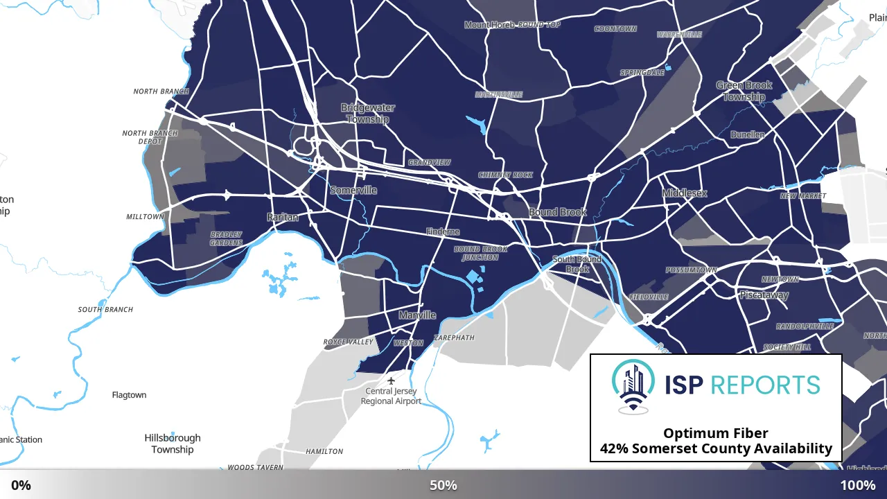Somerset County, NJ map of internet availability