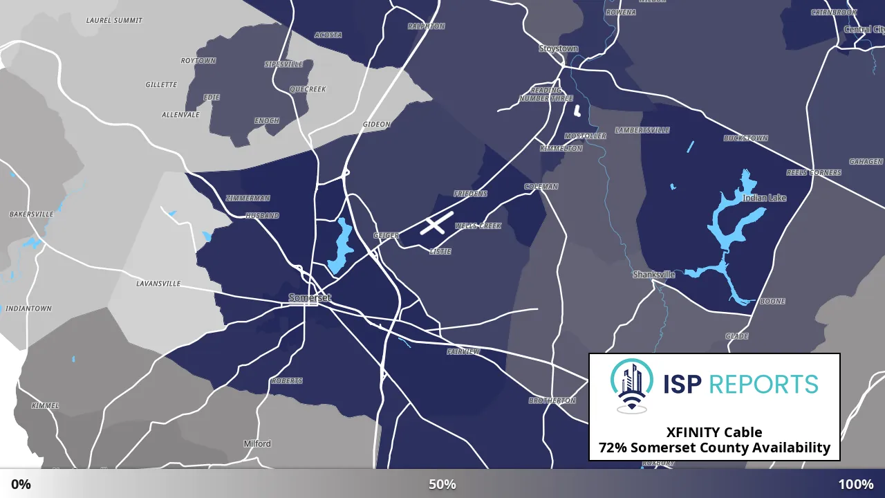 Somerset County, PA map of internet availability