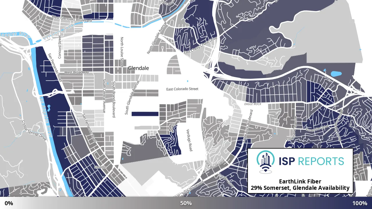 Somerset, Glendale, CA map of internet availability