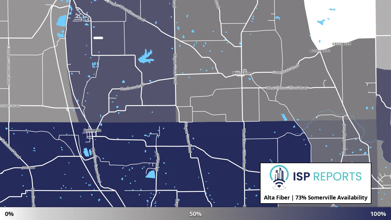 Somerville, OH map of internet availability